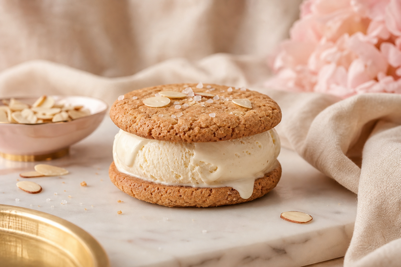 Gluten-free and nut-free ice cream sandwiches with soft chocolate chip cookies and vanilla ice cream